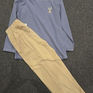 Kids Striped Blue and Tan Matching Set